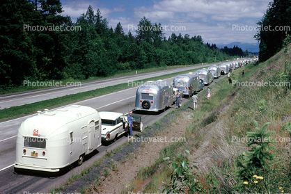 Caravan of Airstream Trailers, Highway, Highway, July 1962, 1960s