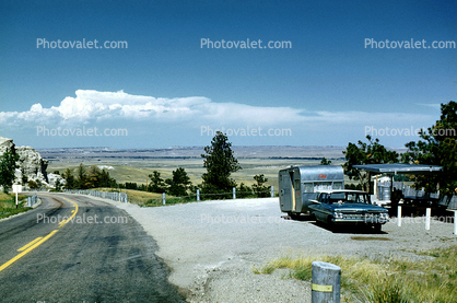1959 Chevrolet Impala, trailer, rest stop, Highway, road, roadway, vallet, 1950s