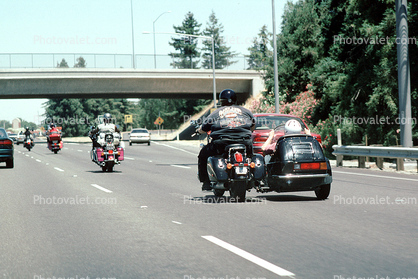 Three-Wheeler, 3-Wheeler, Sidewheeler, Sidecar, Interstate Highway I-80, near Sacramento, California, Honda, Tri-Wheeler