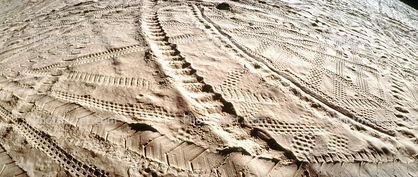 Sand, Beach, Oregon, Tire Tracks