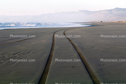 Sand, Beach, California, Tire Tracks
