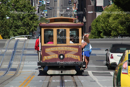 Nob Hill incline, California Street and Powell Street, crossing
