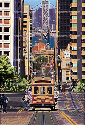 Cable Car 60, California Street Line, California Street Nob Hill Incline, Abstract