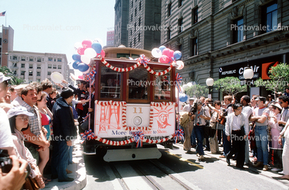 11, Packed People, Union Square, Powell Street, Crowds, Celebration, Downtown, Throngs, downtown-SF, CC celebration June 21 1984, 1980s