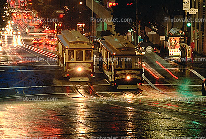 Powell Street, Rainy Night, California Street Incline