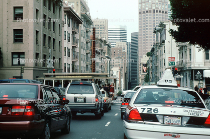 Taxi Cab, Downtown San Francisco, Traffic Jam, 726, Car, Automobile, Vehicle