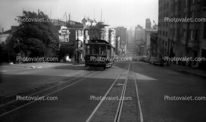 California Street Incline, Acme Beer, Coca-Cola sign, cars, automobile, 1942, 1940s