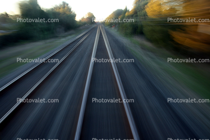Caltrain rails, speed, motion blur