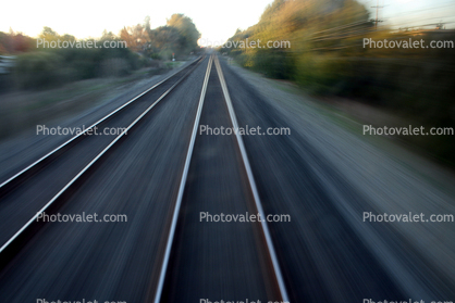 Caltrain rails, speed, motion blur