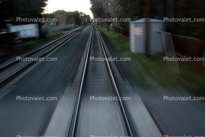 Caltrain rails, speed, motion blur
