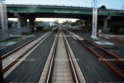 Caltrain rails, speed, motion blur, speed, motion blur
