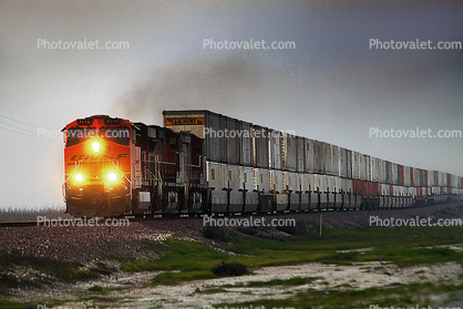 BNSF 7516, Container Shipment, GE ES44DC, Locomotive, Power, Orange