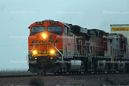 BNSF 7516, GE ES44DC, Locomotive, Power, Orange