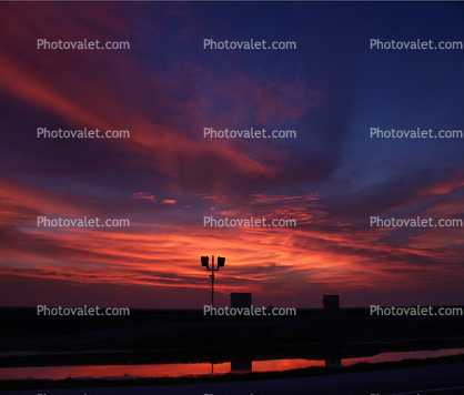 Signal Lights, Highway-43, north of Bakersfield, Sunset Clouds