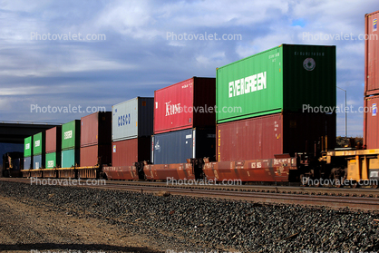 Piggyback Container Cargo, Tehachapi, California, intermodal