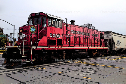 NWP 2009, Northwestern Pacific Diesel Locomotive, RailPower RP20BD, 4th Street Petaluma, Abstract
