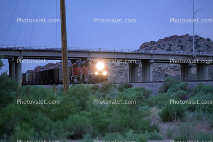 BNSF 8405 passing under the Interstate I-40 Overpass, EMD SD70ACe, Gallup, 28 July 2019