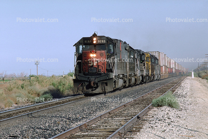 SP 9185, EMD SD45T-2, Southern Pacific, Thermal, California, 8 June 1987