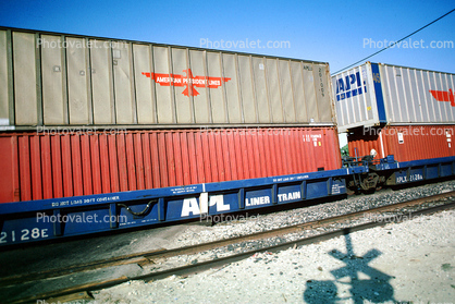Railroad Crossing, American President Lines, APL, Piggyback Container, Caution, warning, intermodal, 8 June 1987