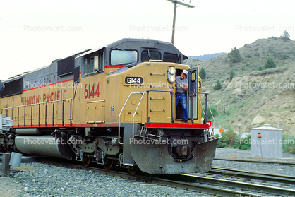 UP 6144, Union Pacific Train, Durkee, Oregon, Durkee, 18 July 1992