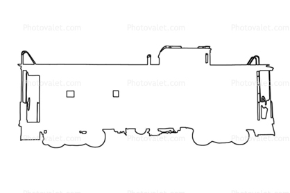 Caboose Outline, line drawing, shape