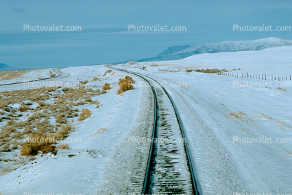 Curve in the Tracks, Snow, Brush, Shrub, Ice, Cold, Frozen, Icy, Winter, hills, mountains, 31 December 1992