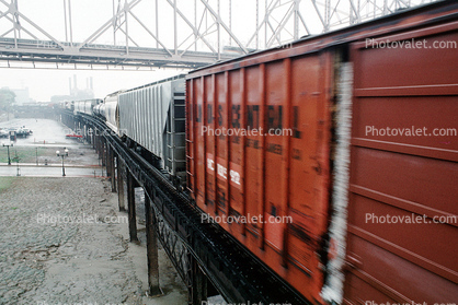 Boxcars, Freight Train, Mississippi River, 20 October 1993