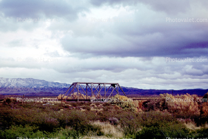 Shrub, River, Clouds, Truss Bridge, 13 November 1993