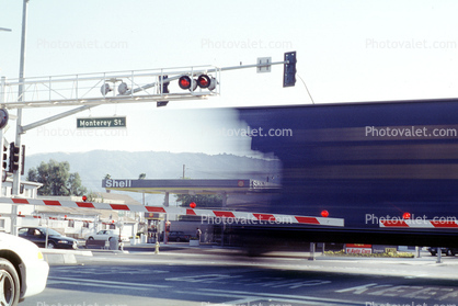Southern Pacific Hopper, Crossing Gate, Morgan Hill, Caution, warning
