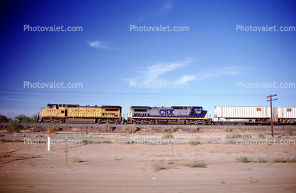 UP 9499, between Phoenix and Tucson, CSX 7327, Piggyback Container, intermodal