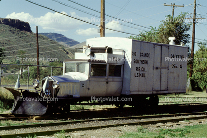 Railbus, US Mail, Rio Grande Southern, Motor No.2, Rio Grande Line, Durango, snowplow