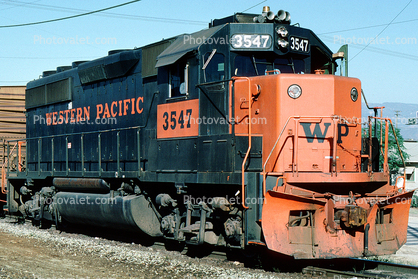 Western-Pacific 3547, Western Pacific GP40-2 #3547, Colton California, San Bernardino County, 1983, 1980s