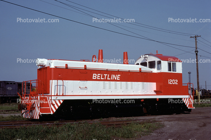Beltline 1202, Switcher, Tacoma Belt EMD SW9, Silvis Illinois, May 1984, 1980s