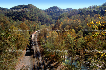 NS 8000 and 8021, Forest, River, Trees, woodlands,  Big Bend West Virginia