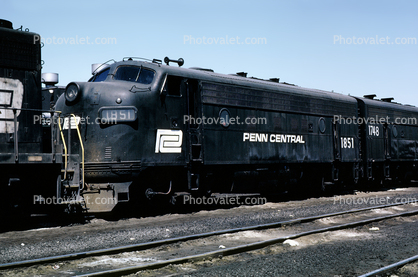 Penn Central 1851, EMD F7A locomotive, May 1972, 1970s