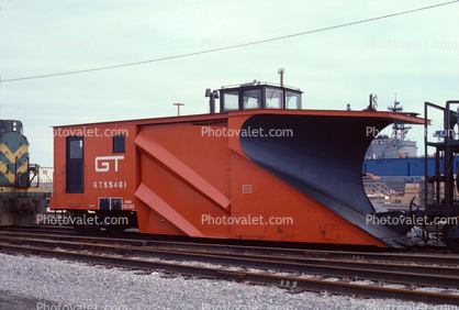 Grand Trunk Plow, GTW 55461, Snowplow, Grand Trunk Western Railroad, April 1984, 1980s