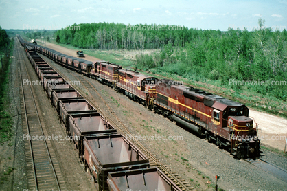 Coal Cars, DMIR 405, EMD SD40-3, forest, locomotives, Duluth Missabe & Iron Range