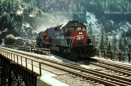 SP 8535 Southern Pacific, SD40T-2, Keddie Wye, Feather River Canyon