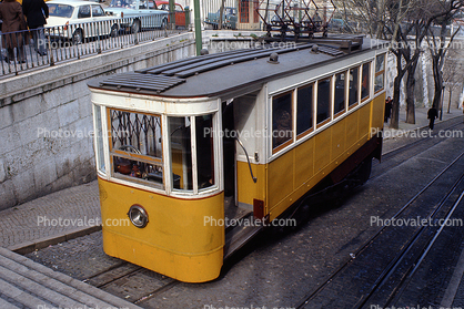Elevador da Gloria Funicular, Electric Trolley, Lisbon, Portugal, February 1973, 1970s
