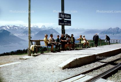 Passengers Waiting, Rigi-Kulm, Rigi Railways), Mount Rigi, Cog, Swiss Alps, 1950s