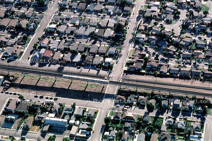 BART train, Bay Area Rapid Transit, urban homes, texture, houses, buildings