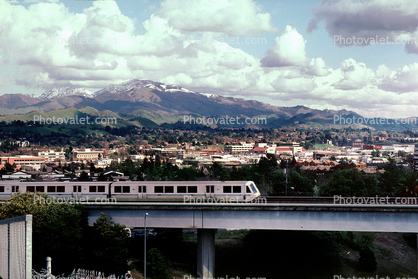 Mount Diablo with snow, BART train, Bay Area Rapid Transit