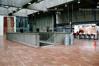BART station stairs, garbage cans, Entrance, Exit, Gate Counter