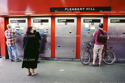 BART station, Passengers Purchasing Tickets, Ticket Machines, commuters, people