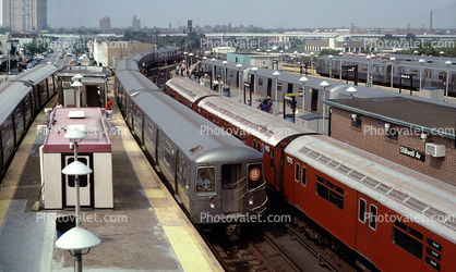 Elevated Subway Trains, Redbirds, NYCTA, Stillwell Avenue Station, Coney Island, Brooklyn