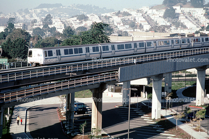 BART train, Daly City, car parking lot