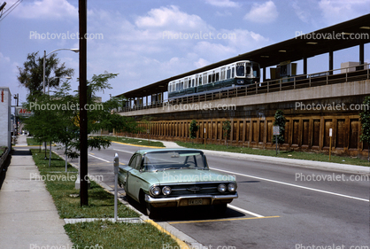 Chevy Impala, Elevated Train, The-El, CTA, 6000 series trainset, June 1965, 1960s
