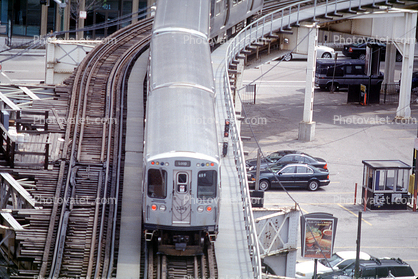 Chicago-El, Elevated, Downtown Loop, Buildings, Trains, Curve, CTA