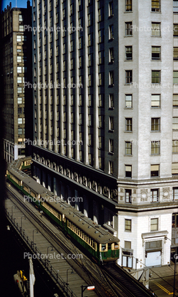 The Chicago Downtown Loop, Elevated Train, The-El, Building, CTA, 6000 series trainset, June 1960, 1960s