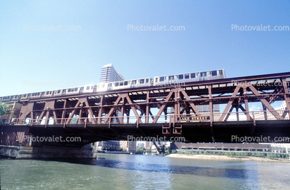 Lake Street Bridge, Chicago River, Chicago-El, Elevated, Train, CTA